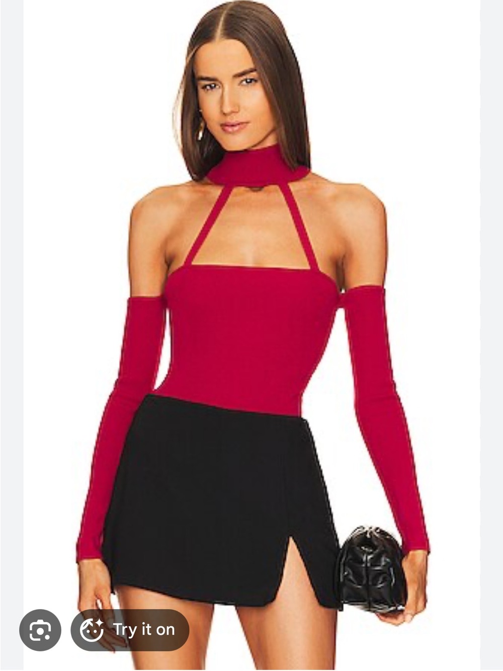 Michael Costello x REVOLVE Araceli Knit Bodysuit Red Cutout